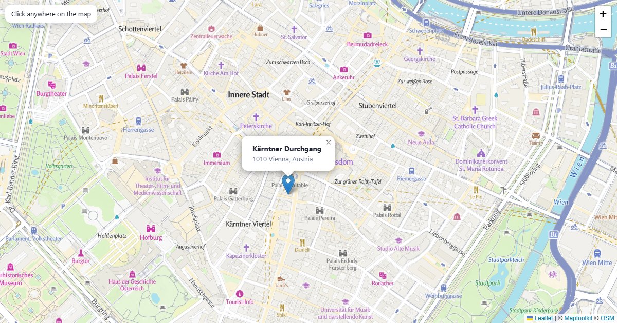 Click the map to look up the address at that point.