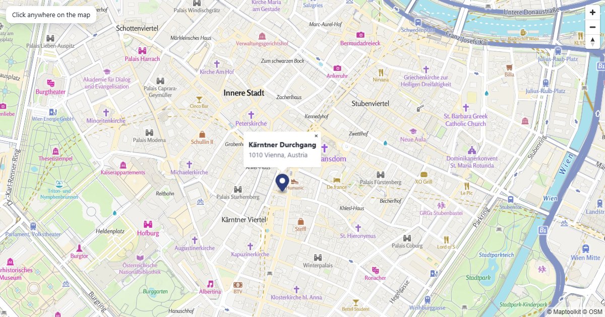 Click the map to look up the address at that point.