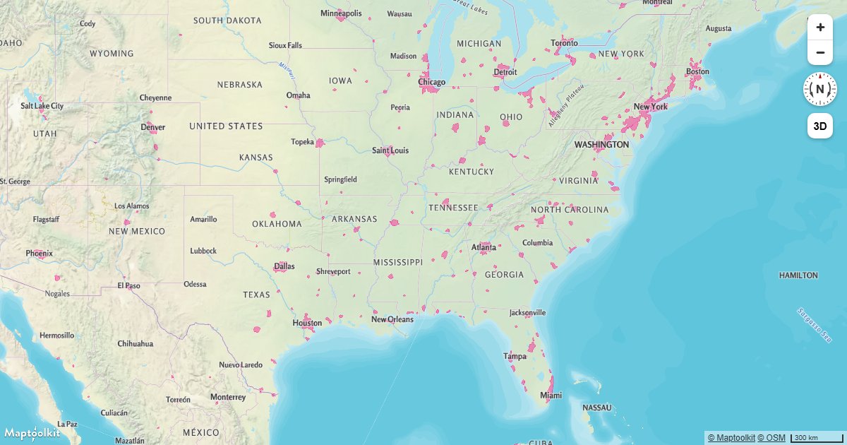 Insert a fill or line layer below Maptoolkit map labels to keep text legible over your data.