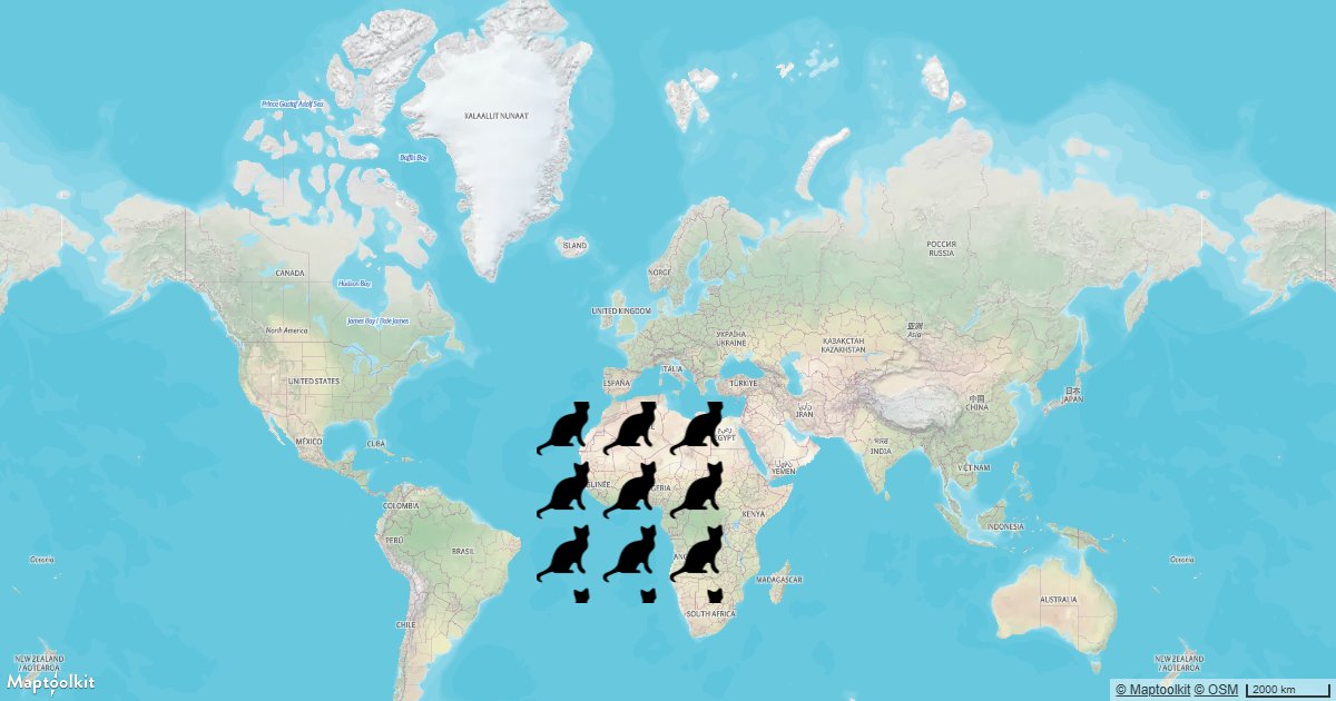 Fill a GeoJSON polygon with a repeating image pattern using a Maptoolkit fill-pattern layer.
