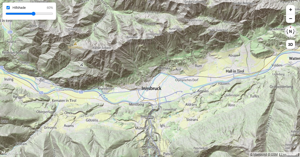 Let readers dial relief shading up and down, and switch it off, with a slider and a checkbox.