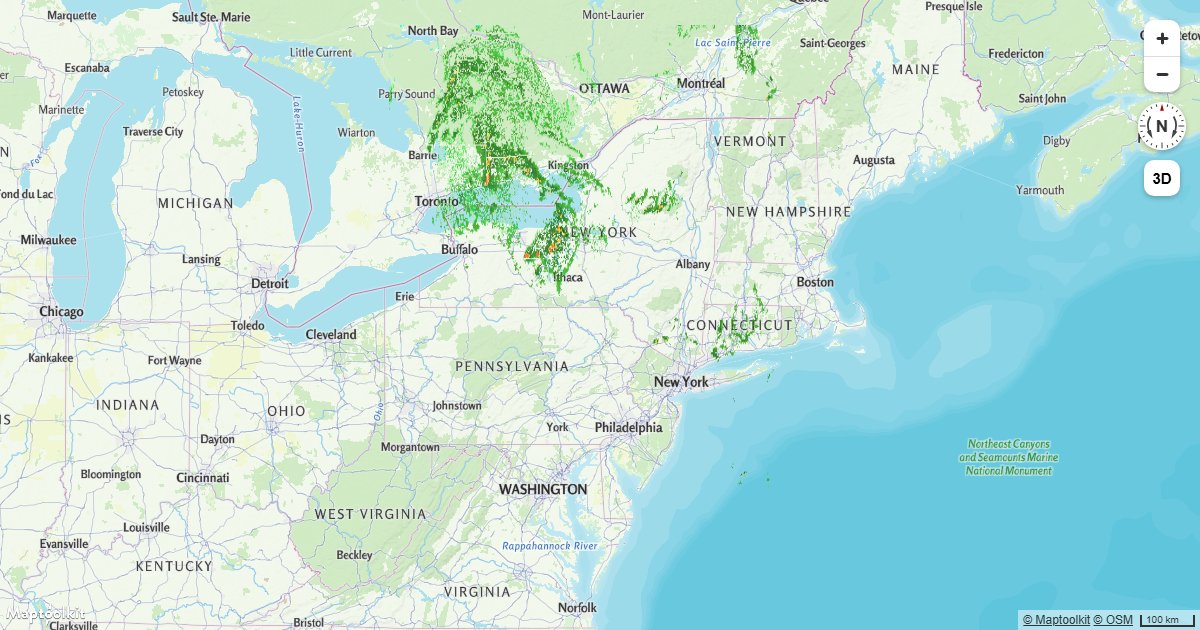 Cycle through a sequence of images on a Maptoolkit raster source to create a frame-by-frame map animation.
