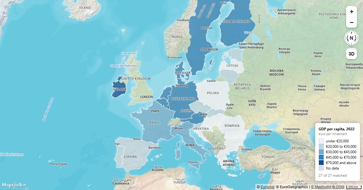 Join a statistics table to boundary polygons by code and shade each region by its value.