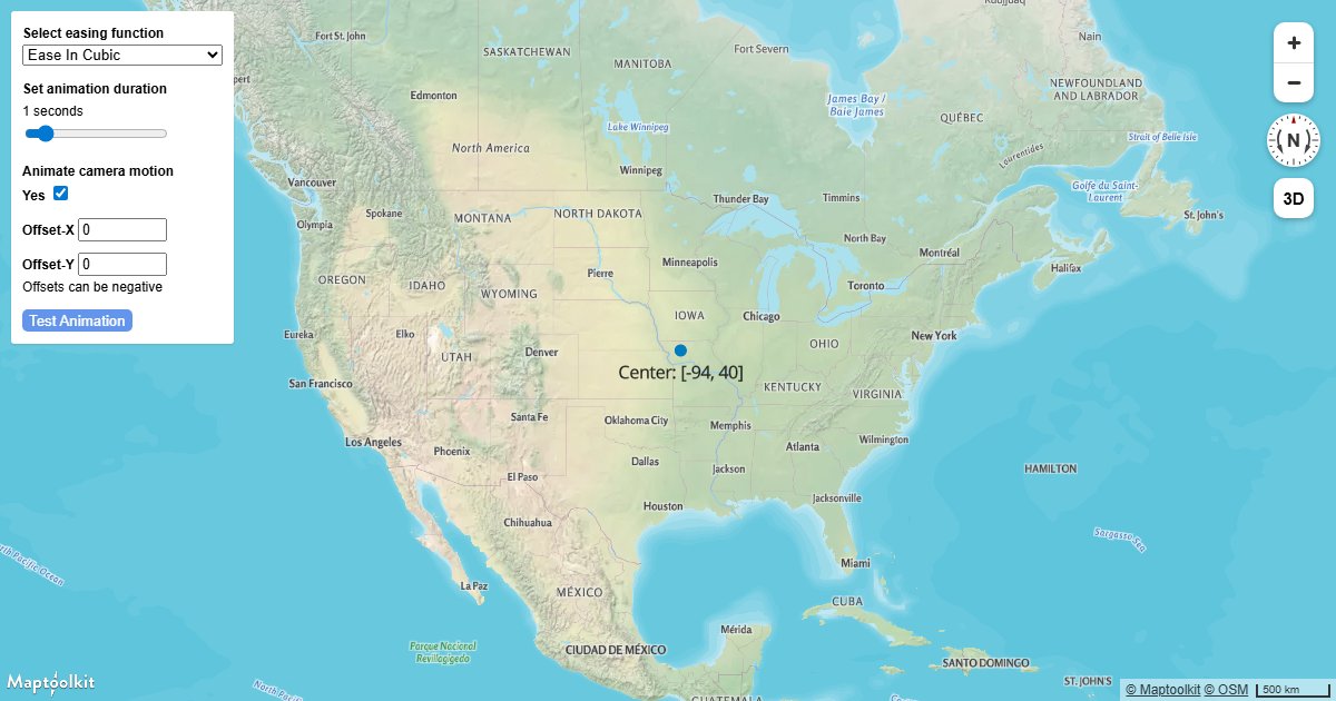 Customize the speed, easing, and duration of Maptoolkit camera transitions using AnimationOptions.