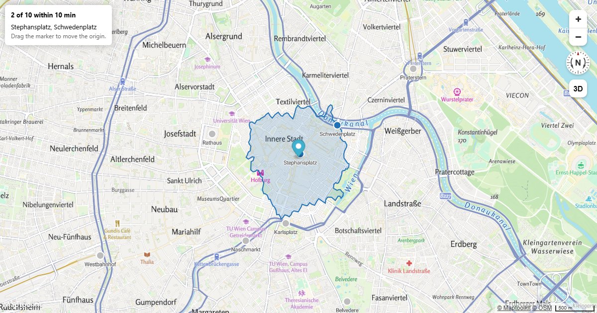 Find Locations Inside an Isochrone in Maptoolkit Maps JS