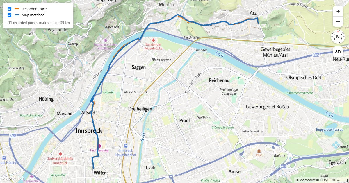 Snap a GPS Track to the Road Network in Maptoolkit Maps JS
